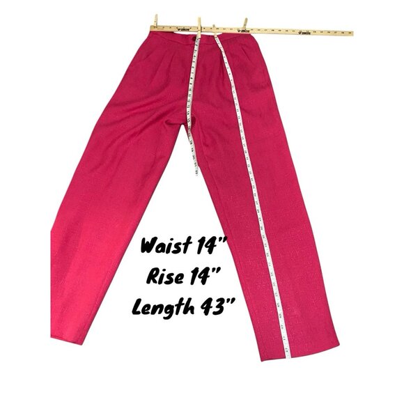 Vintage Pant Suit Womens 12 Power Suit Hot Pink Lined Pleated High Waist Pants - Picture 8 of 16